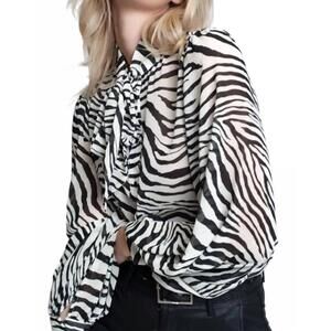 NEW GHOSPELL ripple bow top in black and white